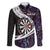 Personalized NZ Darts Family Matching Summer Maxi Dress and Hawaiian Shirt Paua Shell Maori Koru Whakairo - Purple - Polynesian Pride