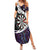 Personalized NZ Darts Family Matching Summer Maxi Dress and Hawaiian Shirt Paua Shell Maori Koru Whakairo - Purple - Polynesian Pride