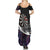Personalized NZ Darts Family Matching Summer Maxi Dress and Hawaiian Shirt Paua Shell Maori Koru Whakairo - Purple - Polynesian Pride