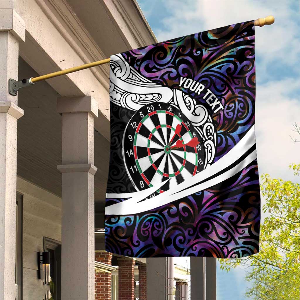 Personalized NZ Darts Garden Flag Paua Shell Maori Koru Whakairo - Purple - Polynesian Pride