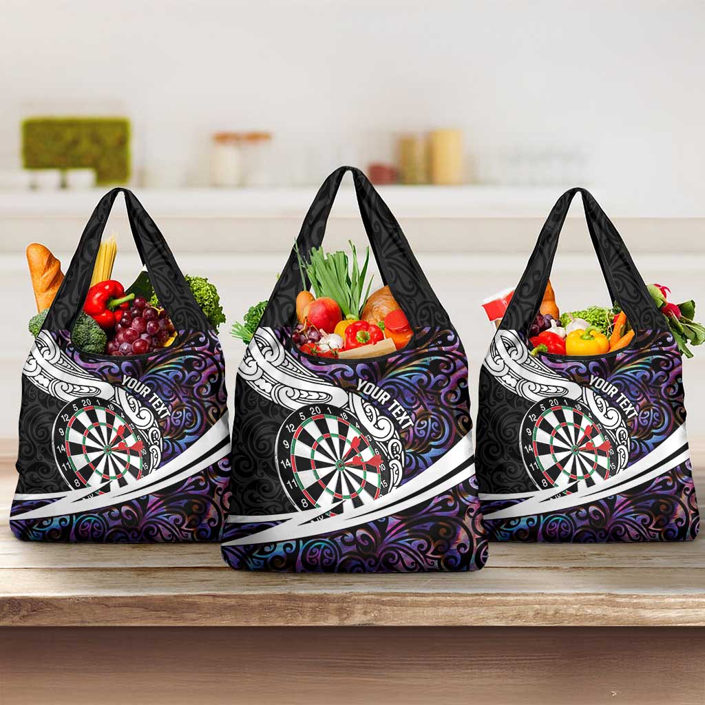 Personalized NZ Darts Grocery Bag Paua Shell Maori Koru Whakairo - Purple - Polynesian Pride