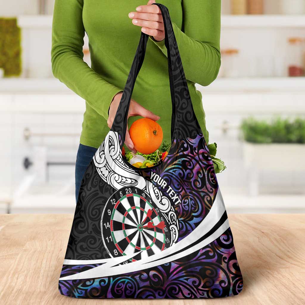 Personalized NZ Darts Grocery Bag Paua Shell Maori Koru Whakairo - Purple - Polynesian Pride