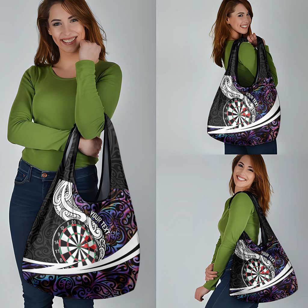 Personalized NZ Darts Grocery Bag Paua Shell Maori Koru Whakairo - Purple - Polynesian Pride