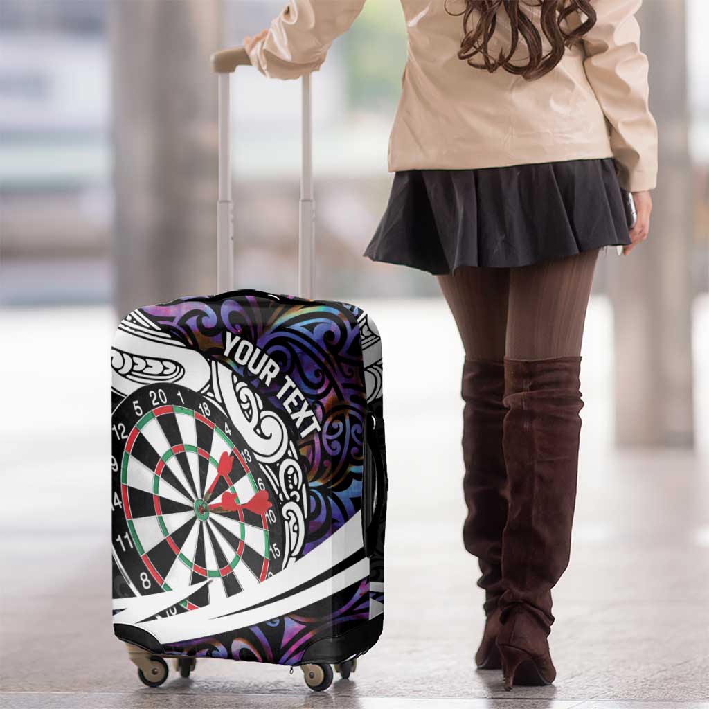Personalized NZ Darts Luggage Cover Paua Shell Maori Koru Whakairo - Purple - Polynesian Pride