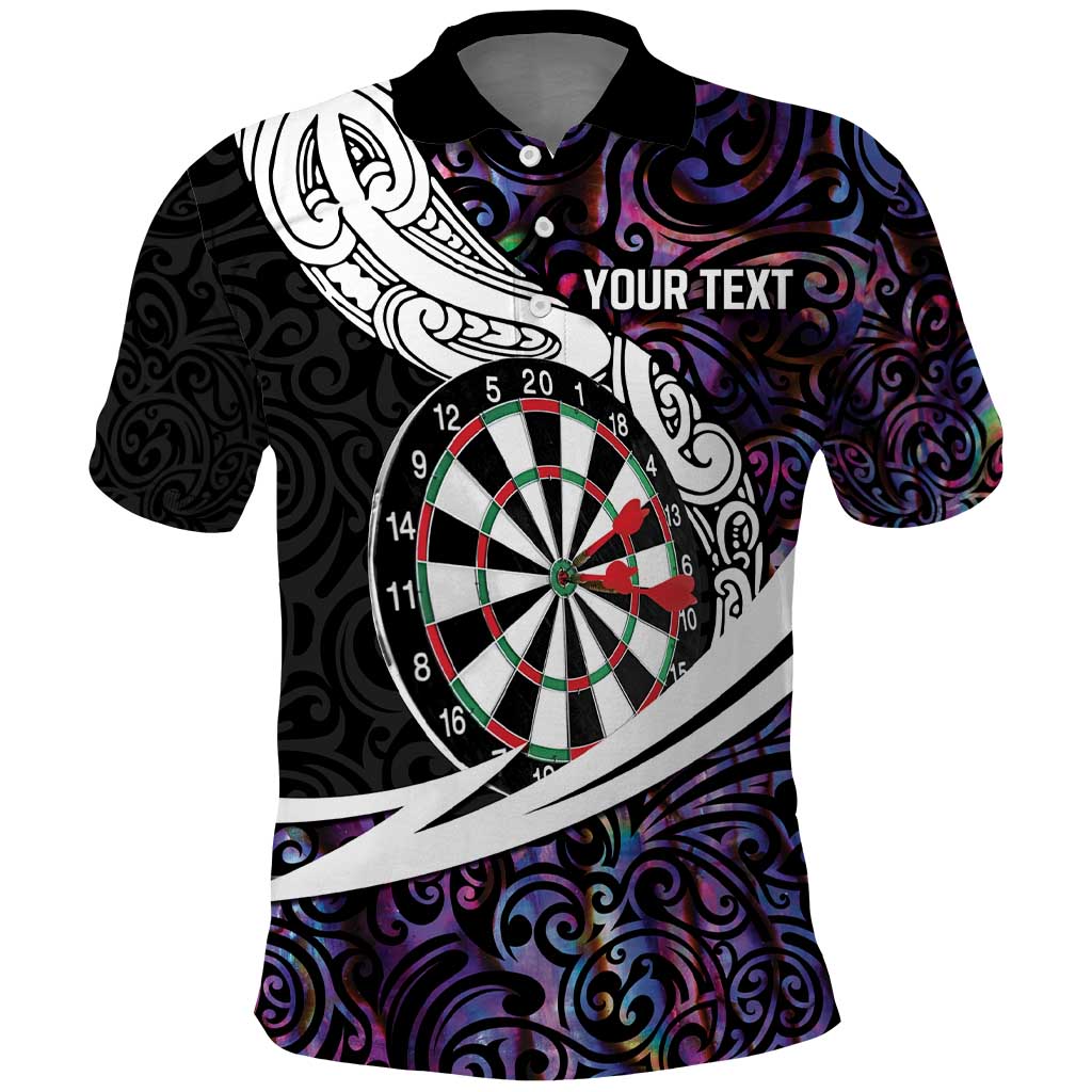 Personalized NZ Darts Polo Shirt Paua Shell Maori Koru Whakairo - Purple - Polynesian Pride