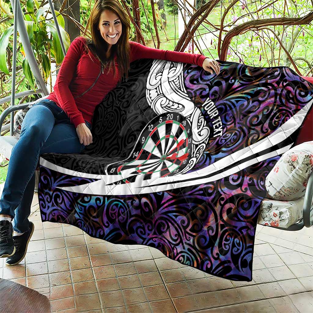 Personalized NZ Darts Quilt Paua Shell Maori Koru Whakairo - Purple - Polynesian Pride