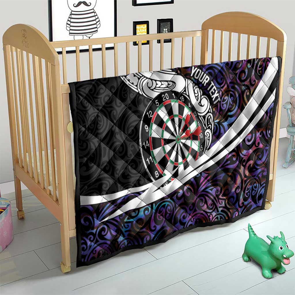 Personalized NZ Darts Quilt Paua Shell Maori Koru Whakairo - Purple - Polynesian Pride