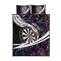 Personalized NZ Darts Quilt Bed Set Paua Shell Maori Koru Whakairo - Purple - Polynesian Pride