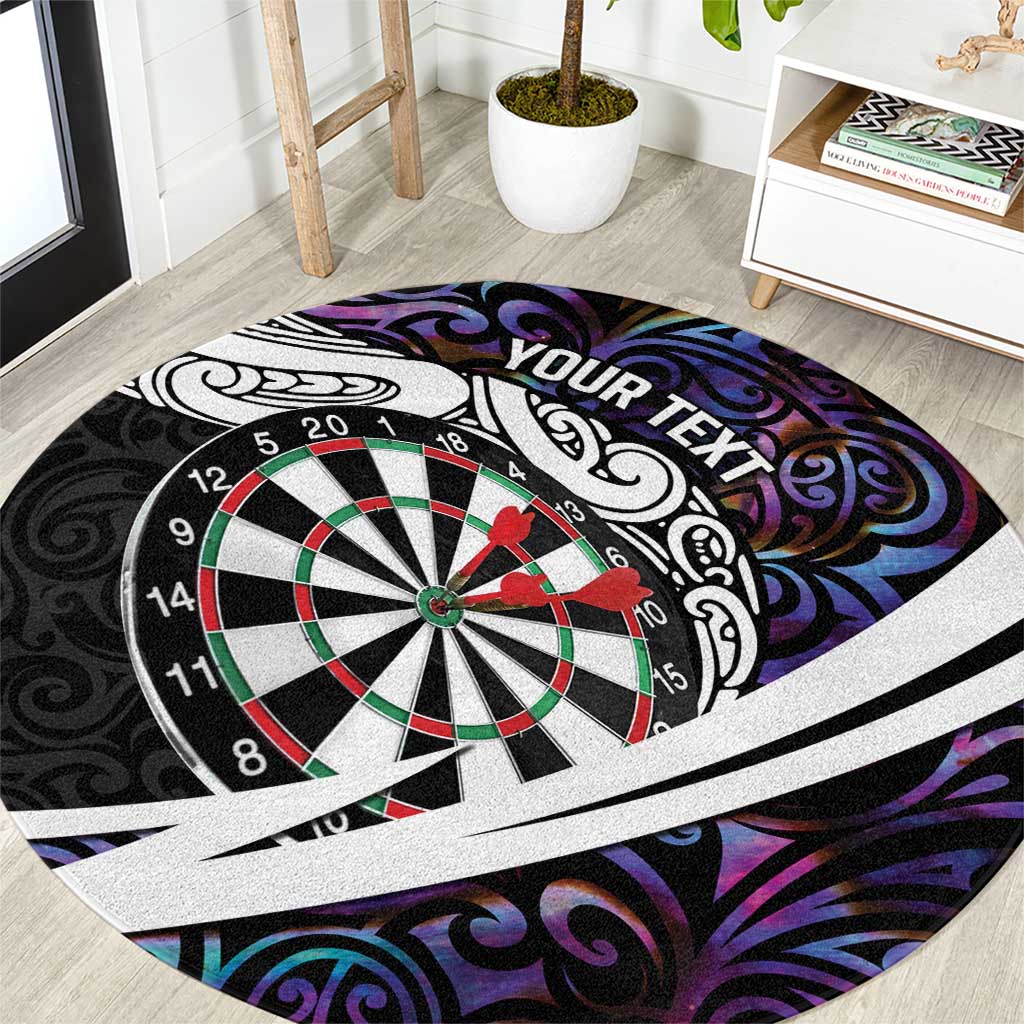 Personalized NZ Darts Round Carpet Paua Shell Maori Koru Whakairo - Purple LT7 Purple - Polynesian Pride
