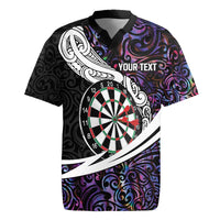Personalized NZ Darts Rugby Jersey Paua Shell Maori Koru Whakairo - Purple - Polynesian Pride