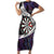 Personalized NZ Darts Short Sleeve Bodycon Dress Paua Shell Maori Koru Whakairo - Purple - Polynesian Pride