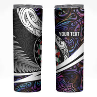Personalized NZ Darts Skinny Tumbler Paua Shell Maori Koru Whakairo - Purple - Polynesian Pride