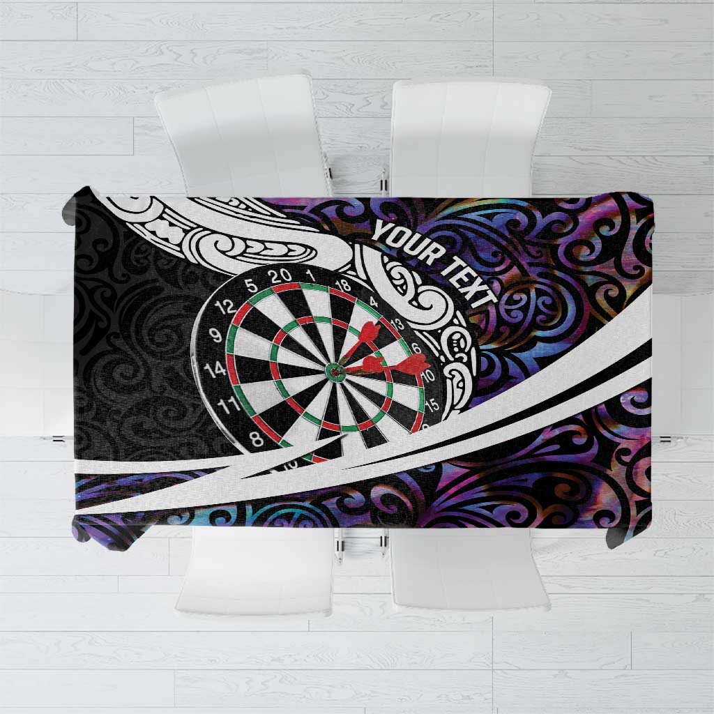 Personalized NZ Darts Tablecloth Paua Shell Maori Koru Whakairo - Purple - Polynesian Pride