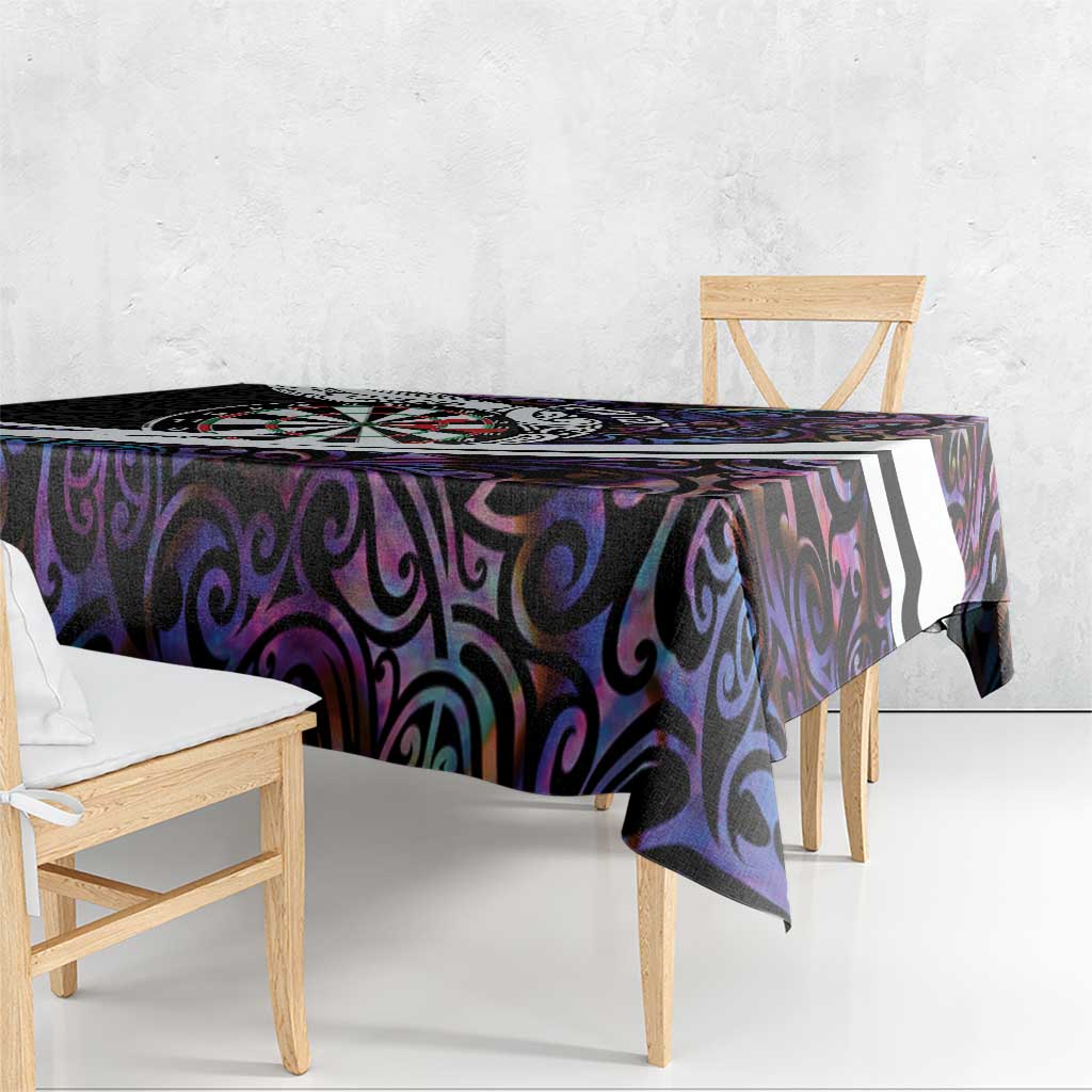 Personalized NZ Darts Tablecloth Paua Shell Maori Koru Whakairo - Purple - Polynesian Pride