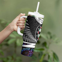 Personalized NZ Darts Tumbler With Handle Paua Shell Maori Koru Whakairo - Purple - Polynesian Pride