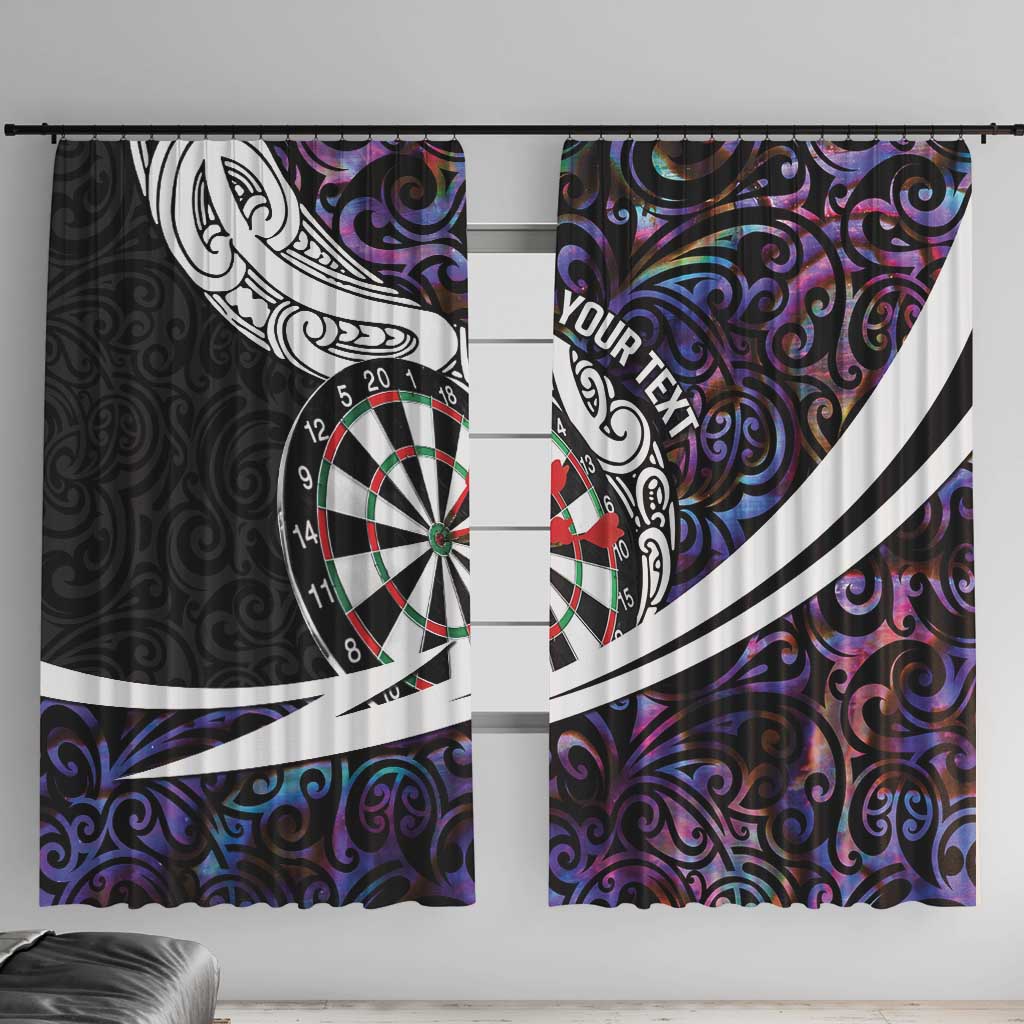 Personalized NZ Darts Window Curtain Paua Shell Maori Koru Whakairo - Purple LT7 With Hooks Purple - Polynesian Pride