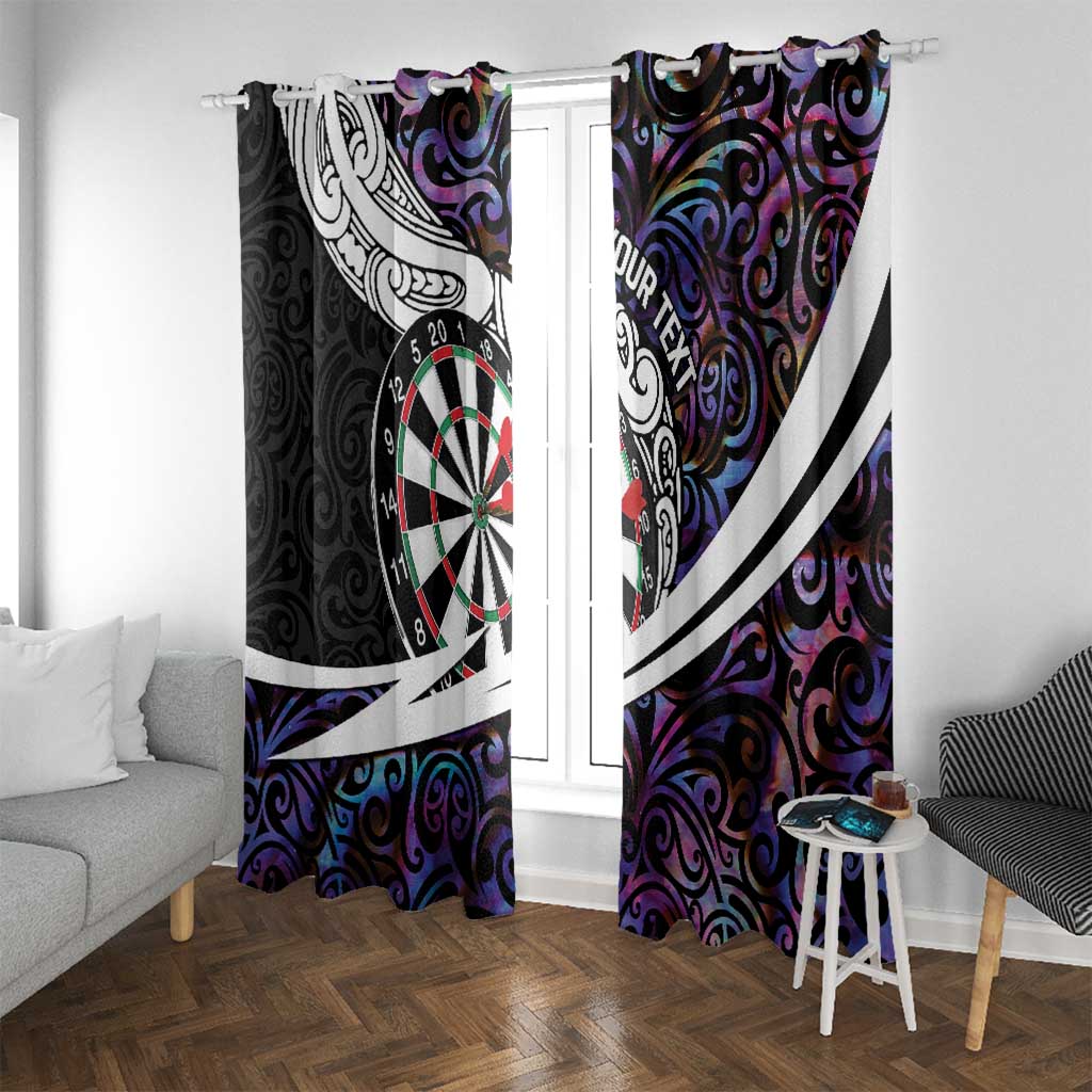 Personalized NZ Darts Window Curtain Paua Shell Maori Koru Whakairo - Purple - Polynesian Pride