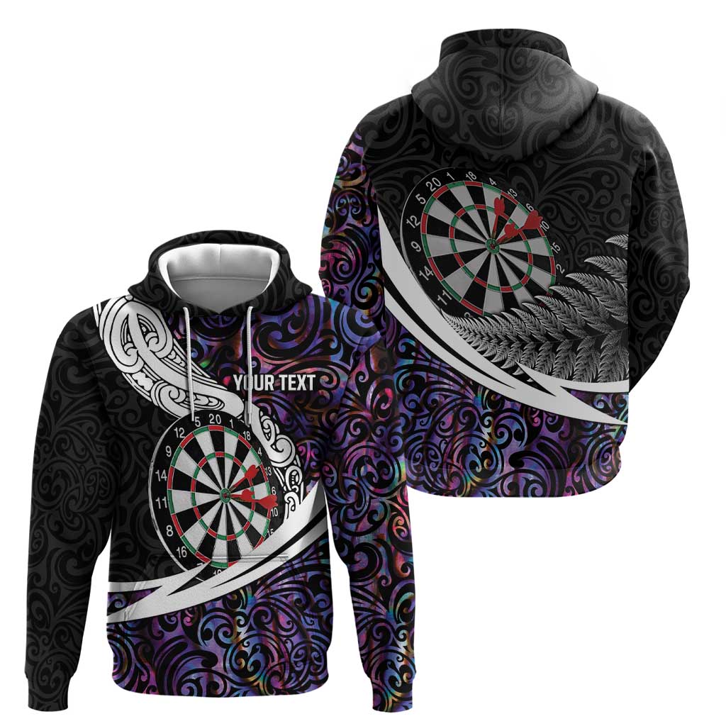 Personalized NZ Darts Zip Hoodie Paua Shell Maori Koru Whakairo - Purple LT7 - Polynesian Pride