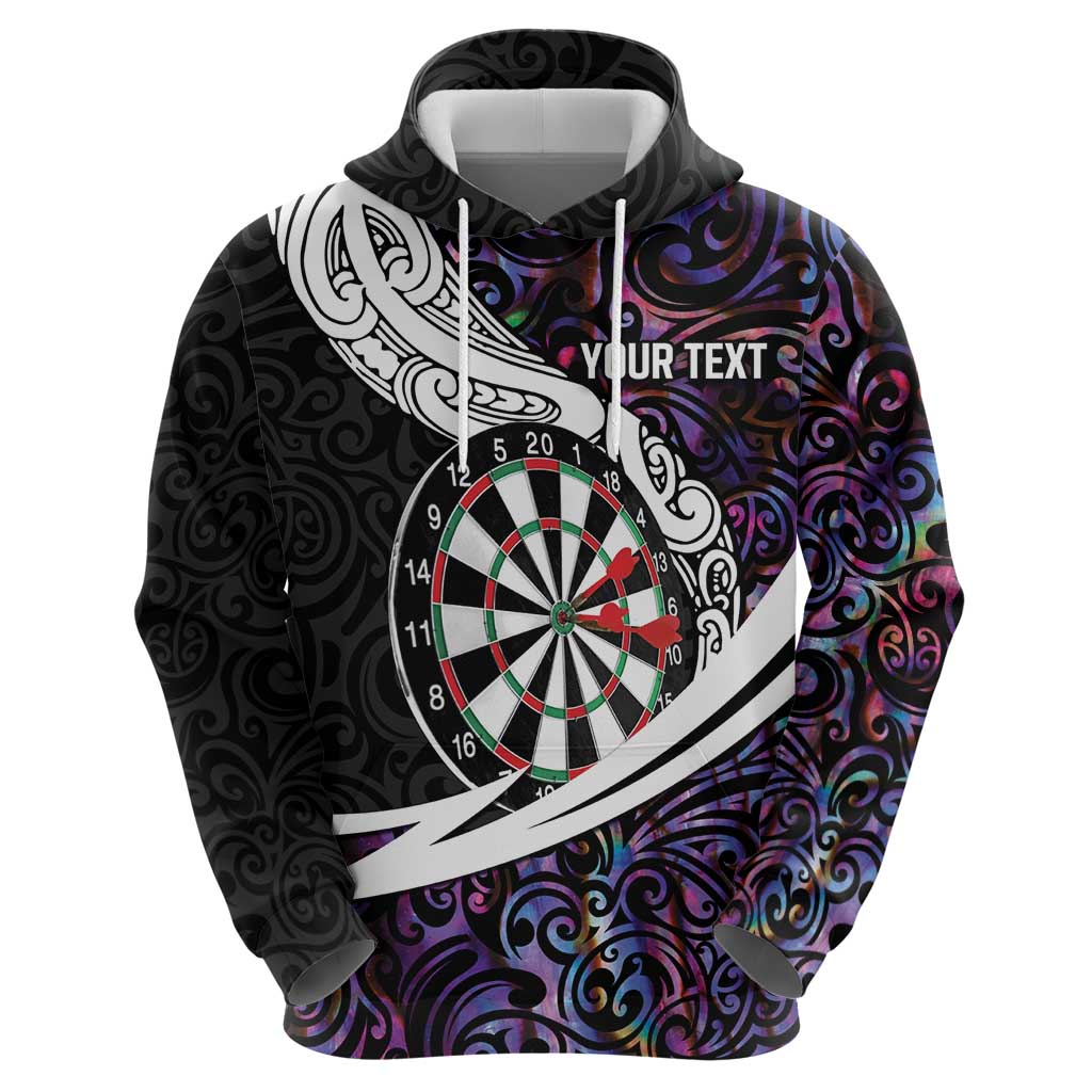 Personalized NZ Darts Zip Hoodie Paua Shell Maori Koru Whakairo - Purple LT7 - Polynesian Pride