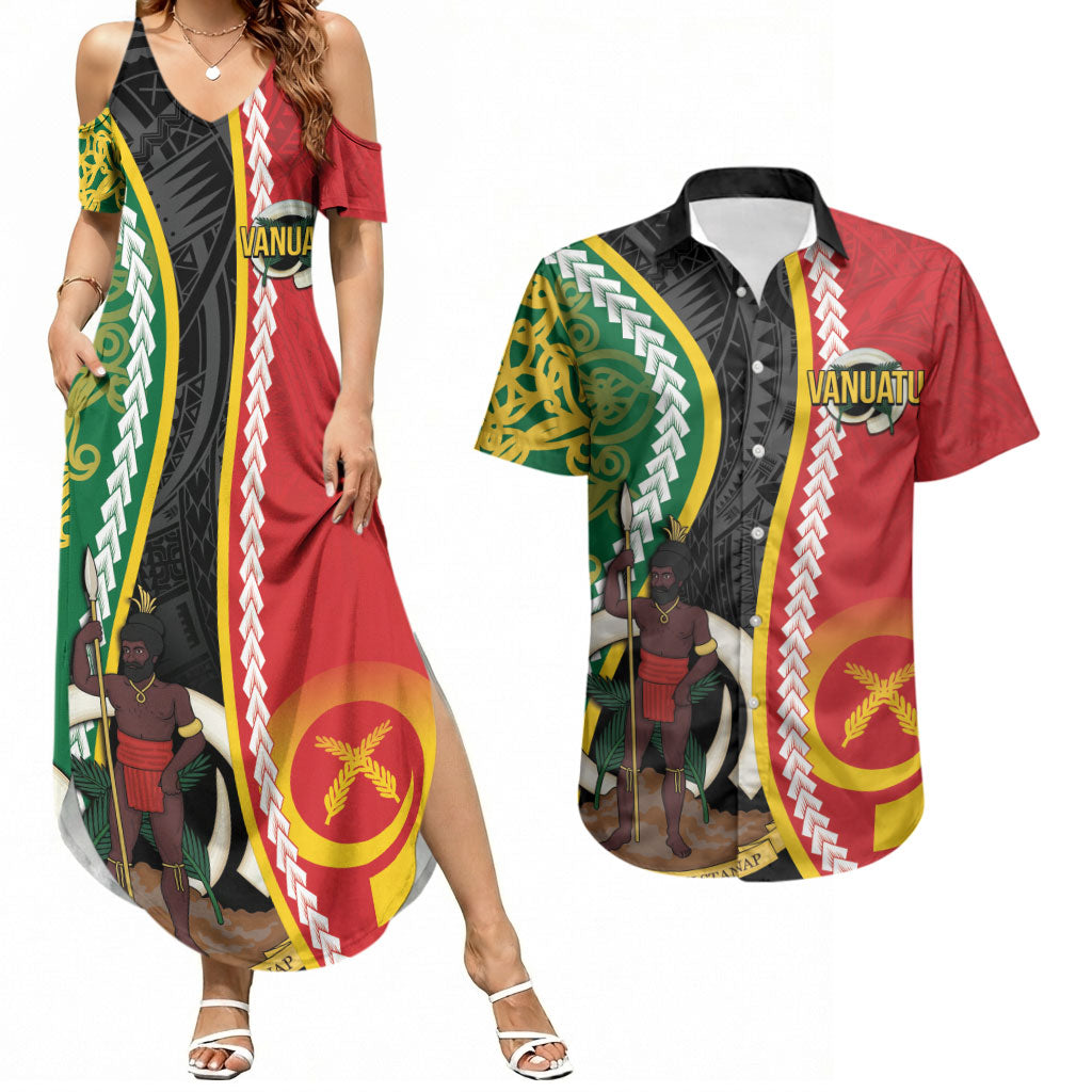 Ni-Vanuatu Indipendens Dei Celebretem Couples Matching Summer Maxi Dress and Hawaiian Shirt Yumi Yumi Yumi