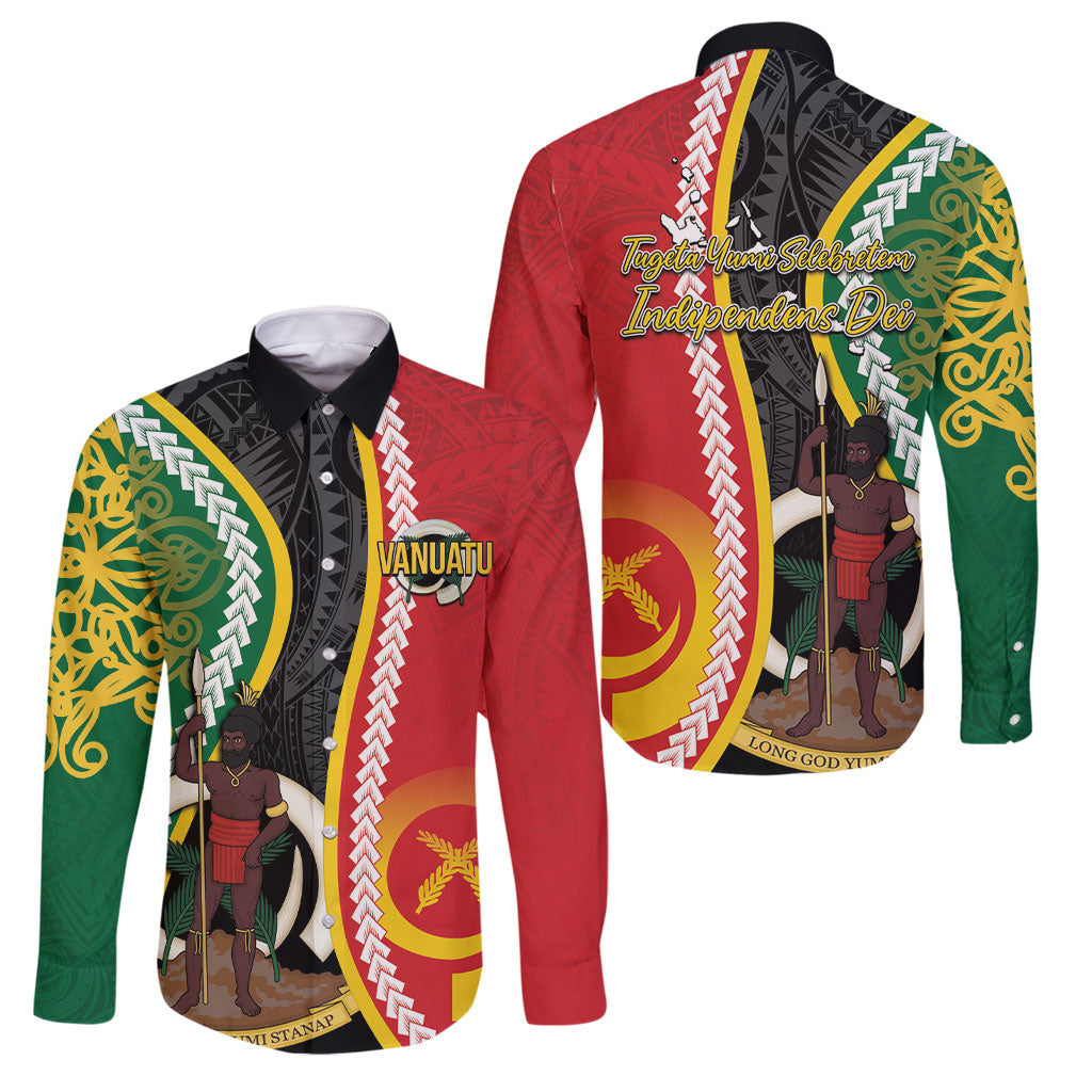 Ni-Vanuatu Indipendens Dei Celebretem Family Matching Long Sleeve Bodycon Dress and Hawaiian Shirt Yumi Yumi Yumi
