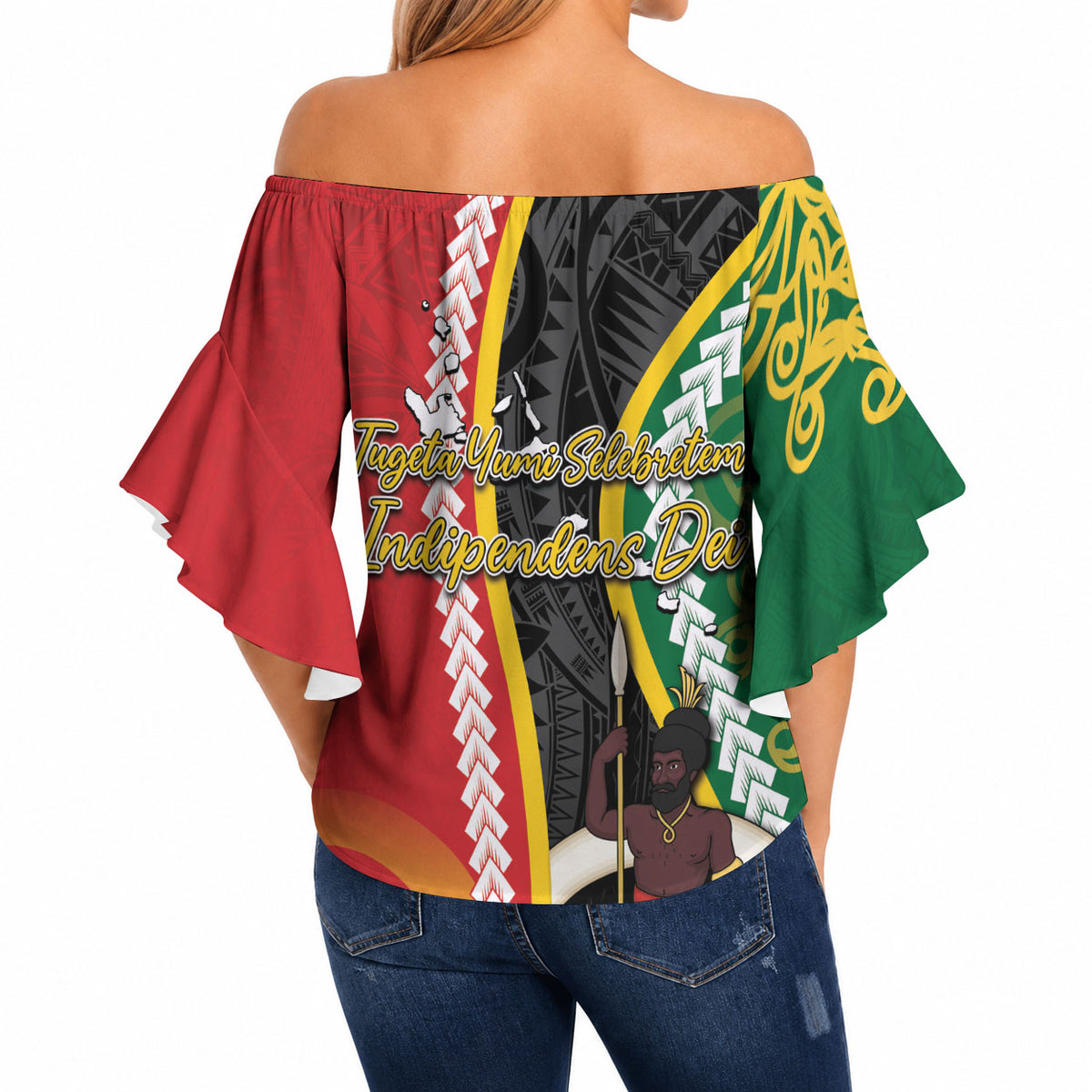 Ni-Vanuatu Indipendens Dei Celebretem Off Shoulder Wrap Waist Top Yumi Yumi Yumi LT7 - Polynesian Pride