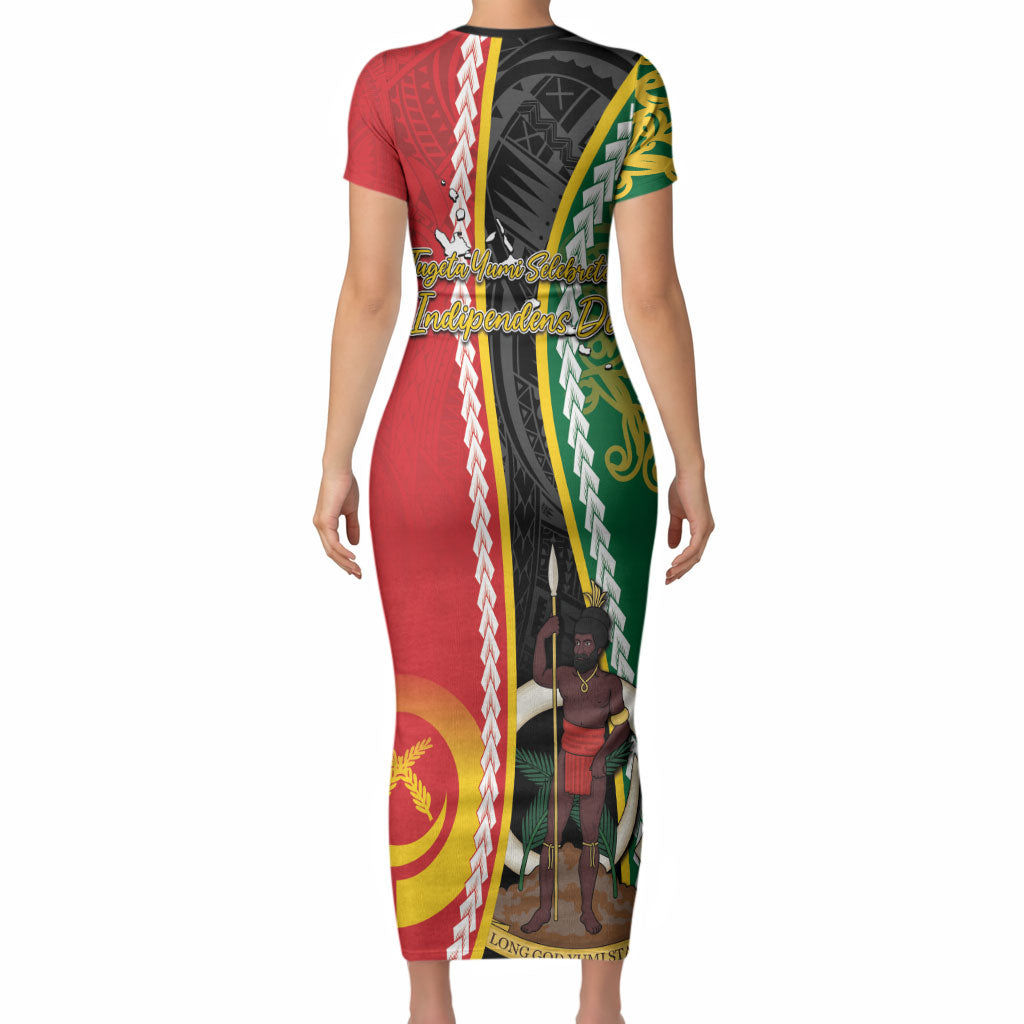 Ni-Vanuatu Indipendens Dei Celebretem Short Sleeve Bodycon Dress Yumi Yumi Yumi