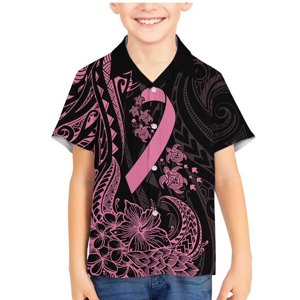 Polynesian Pink Power Family Matching Mermaid Dress and Hawaiian Shirt Breast Cancer Ribbon Turtle and Flowers