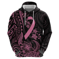Polynesian Pink Power Hoodie Breast Cancer Ribbon Turtle and Flowers
