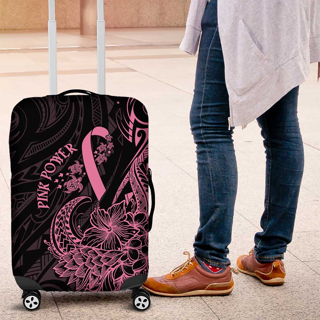 Polynesian Pink Power Luggage Cover Breast Cancer Ribbon Turtle and Flowers LT7 Pink - Polynesian Pride