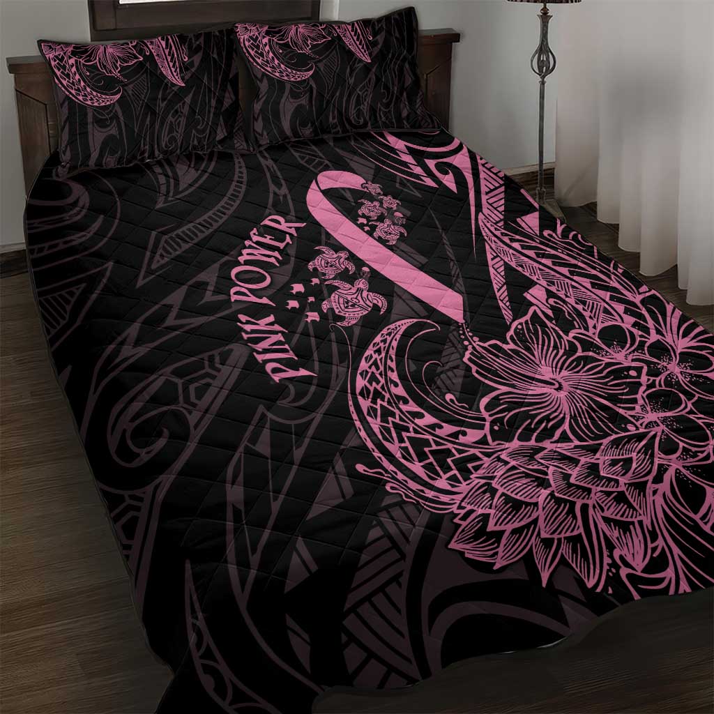 Polynesian Pink Power Quilt Bed Set Breast Cancer Ribbon Turtle and Flowers LT7 Pink - Polynesian Pride