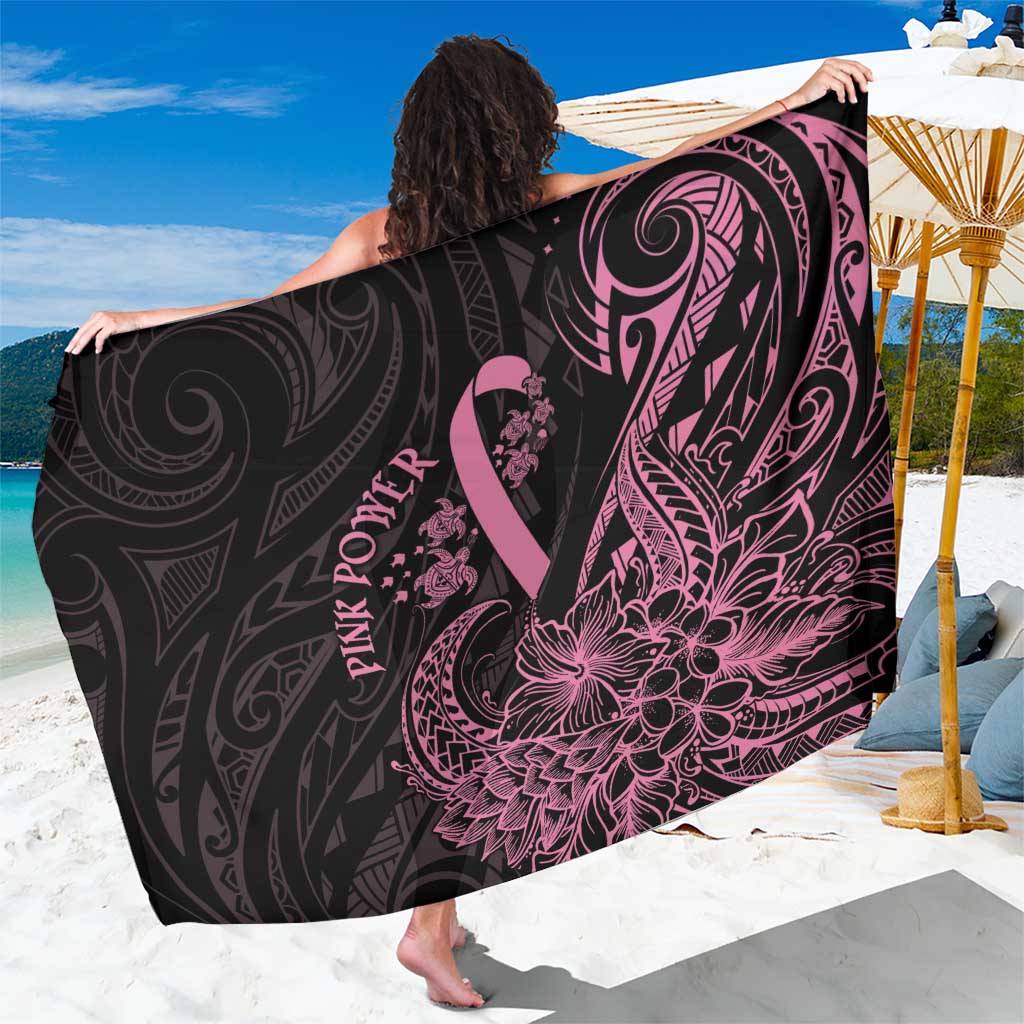 Polynesian Pink Power Sarong Breast Cancer Ribbon Turtle and Flowers LT7 One Size 44 x 66 inches Pink - Polynesian Pride