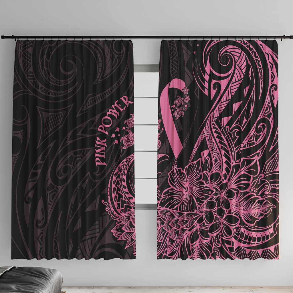 Polynesian Pink Power Window Curtain Breast Cancer Ribbon Turtle and Flowers LT7 With Hooks Pink - Polynesian Pride