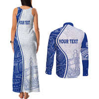 Personalised Queen Victoria School Couples Matching Tank Maxi Dress and Long Sleeve Button Shirts QVS Old Boys LT7 - Polynesian Pride