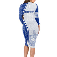 Personalised Queen Victoria School Long Sleeve Bodycon Dress QVS Old Boys LT7 - Polynesian Pride