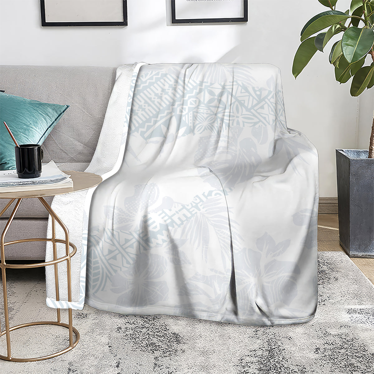 Samoa White Sunday Blanket Hibiscus Special LT7 - Polynesian Pride