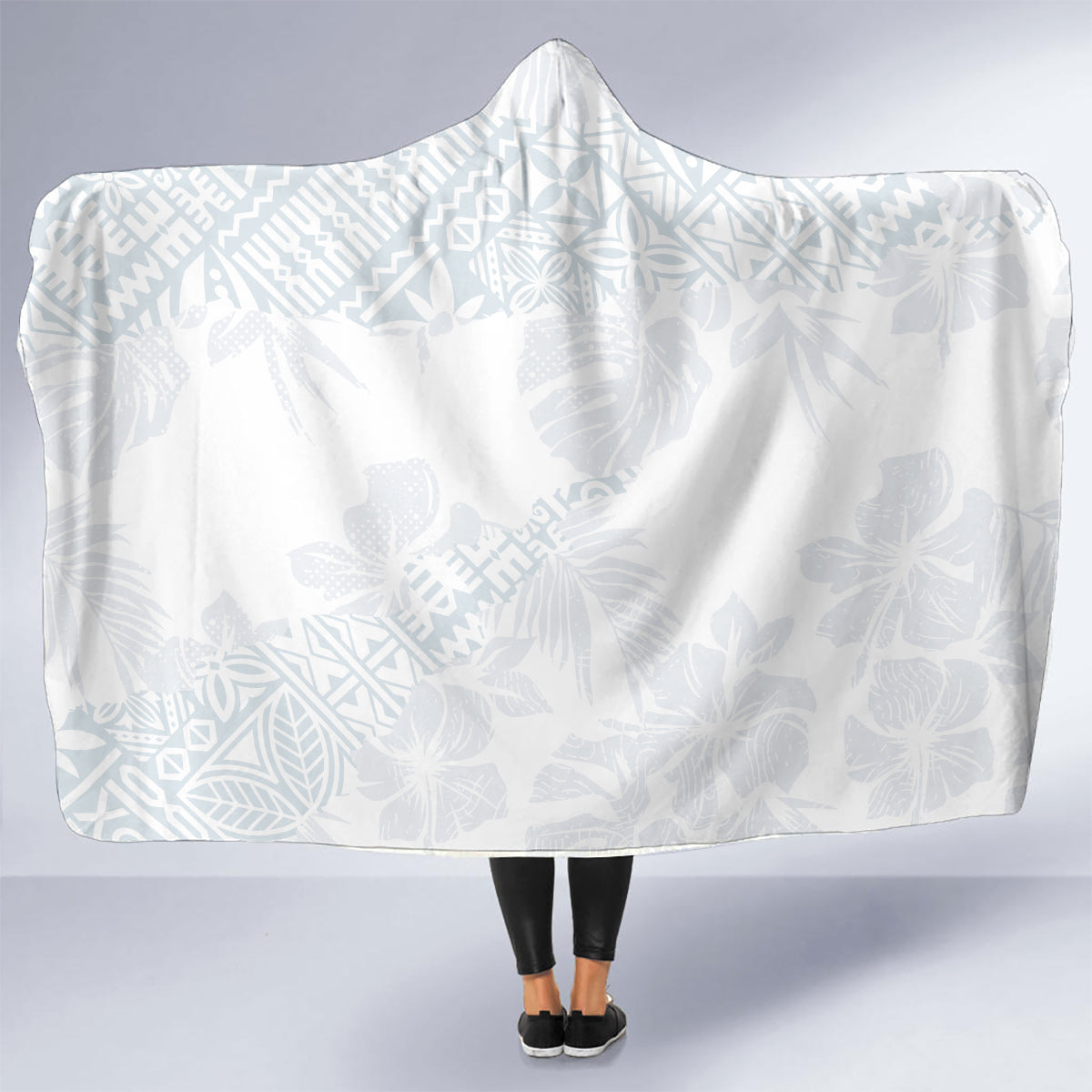 Samoa White Sunday Hooded Blanket Hibiscus Special LT7 - Polynesian Pride