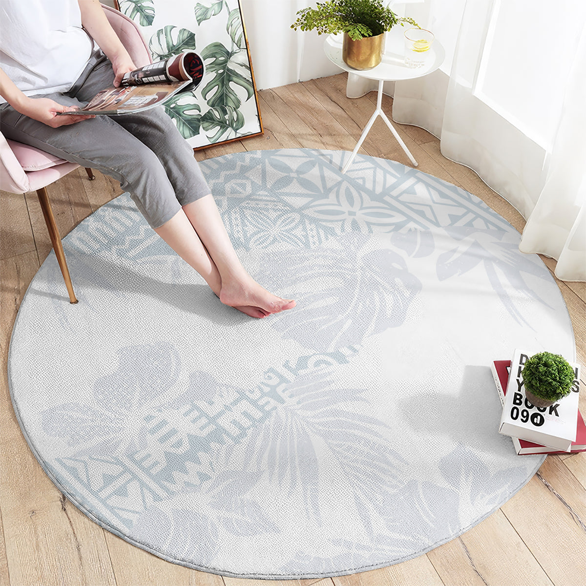 Samoa White Sunday Round Carpet Hibiscus Special LT7 - Polynesian Pride