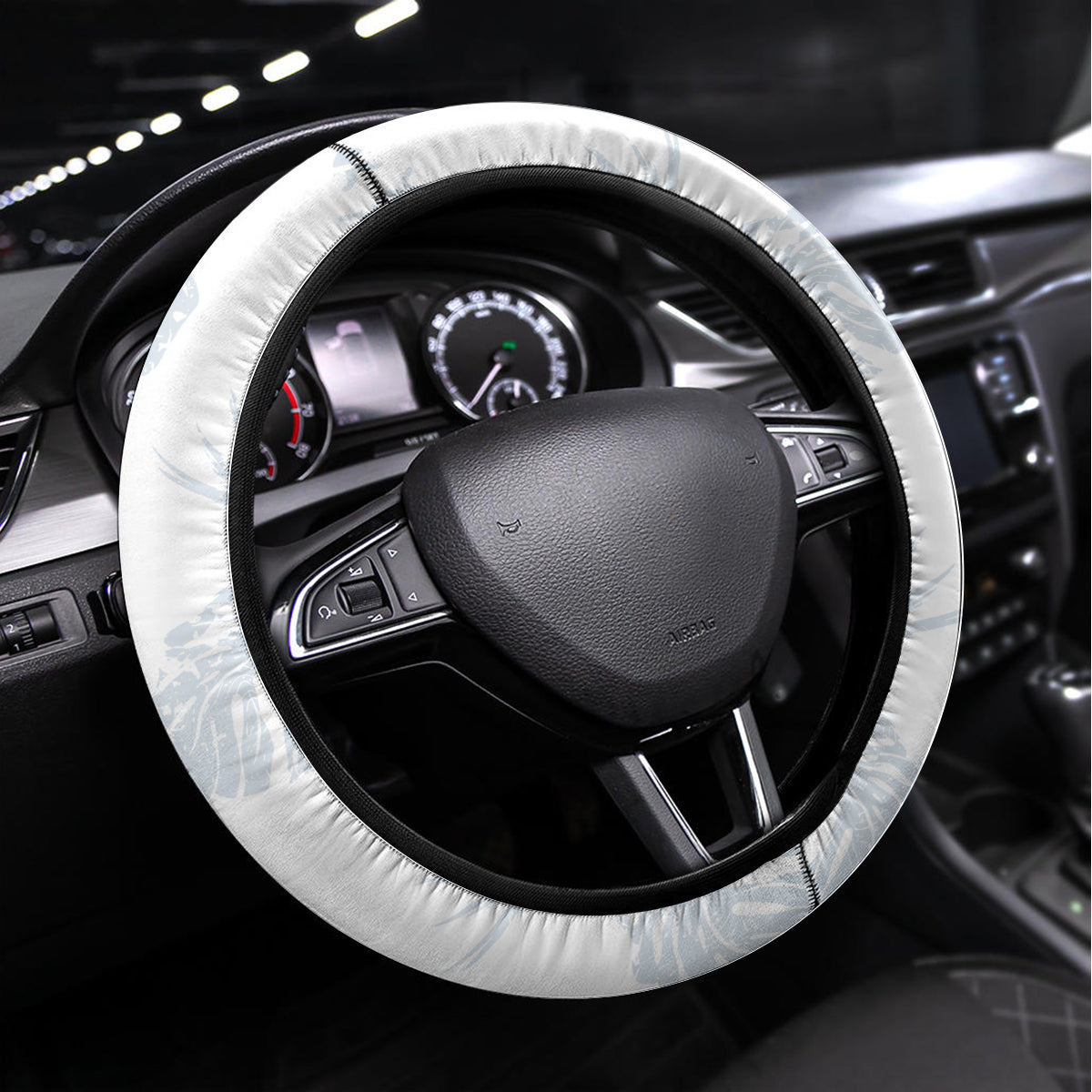 Samoa White Sunday Steering Wheel Cover Hibiscus Special LT7 Universal Fit White - Polynesian Pride