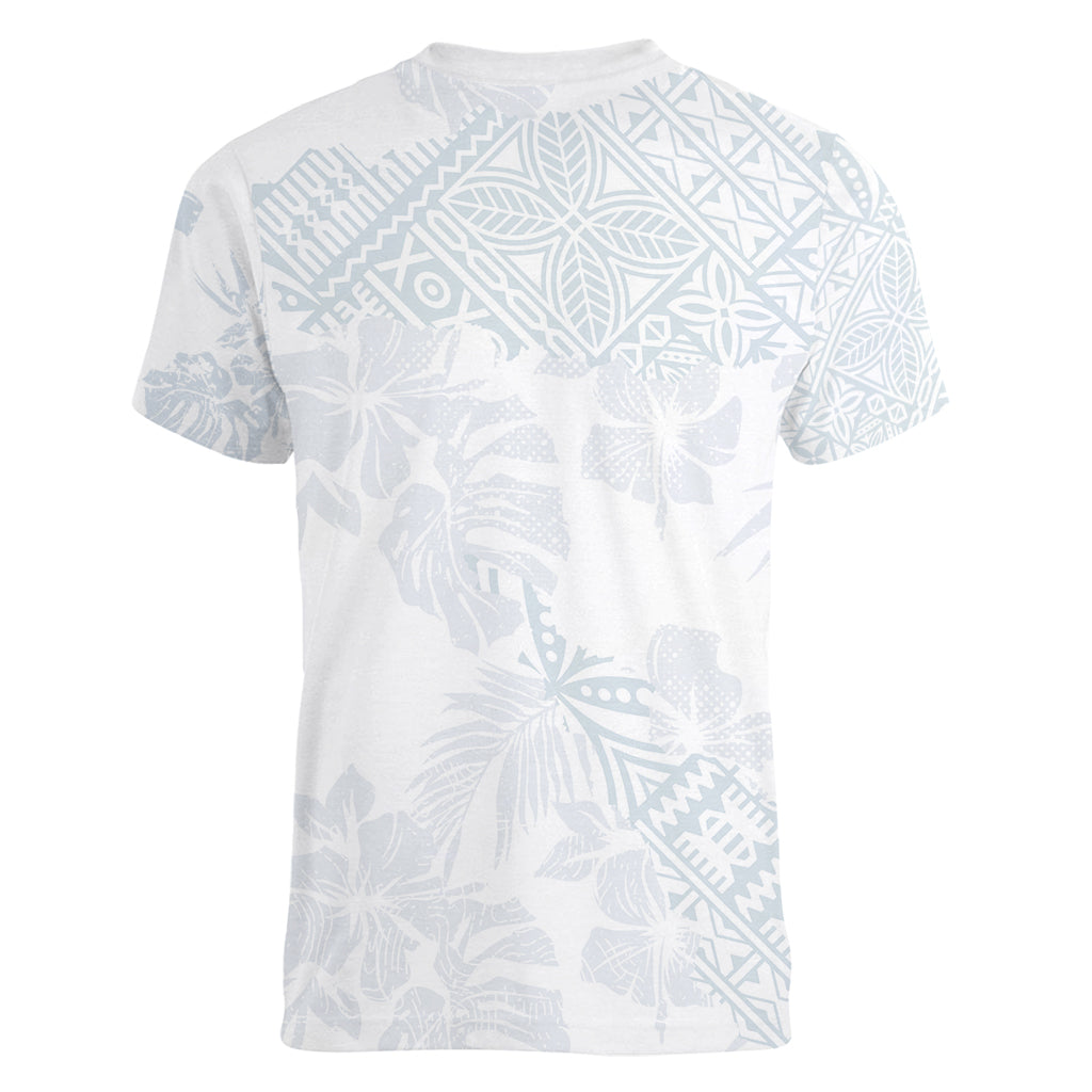 Samoa White Sunday Women V Neck T Shirt Hibiscus Special LT7 - Polynesian Pride