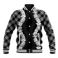 Hawaii Aloha Plumeria Lei Black Palaka Baseball Jacket LT7 Unisex Black - Polynesian Pride