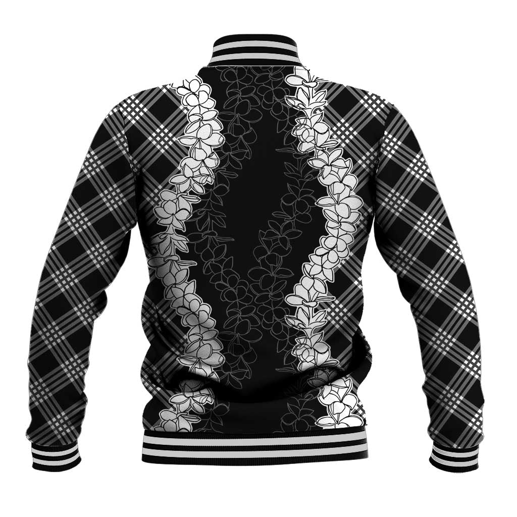 Hawaii Aloha Plumeria Lei Black Palaka Baseball Jacket LT7 - Polynesian Pride