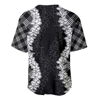 Hawaii Aloha Plumeria Lei Black Palaka Baseball Jersey - Polynesian Pride