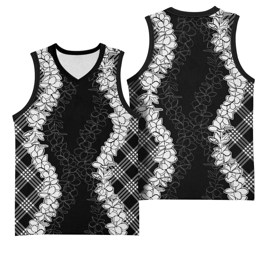 Hawaii Aloha Plumeria Lei Black Palaka Basketball Jersey LT7 - Polynesian Pride