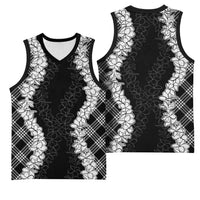 Hawaii Aloha Plumeria Lei Black Palaka Basketball Jersey LT7 - Polynesian Pride