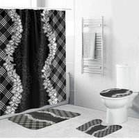 Hawaii Aloha Plumeria Lei Black Palaka Bathroom Set - Polynesian Pride