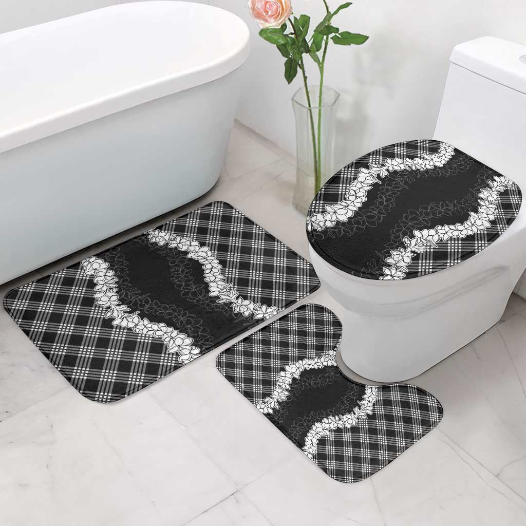 Hawaii Aloha Plumeria Lei Black Palaka Bathroom Set - Polynesian Pride