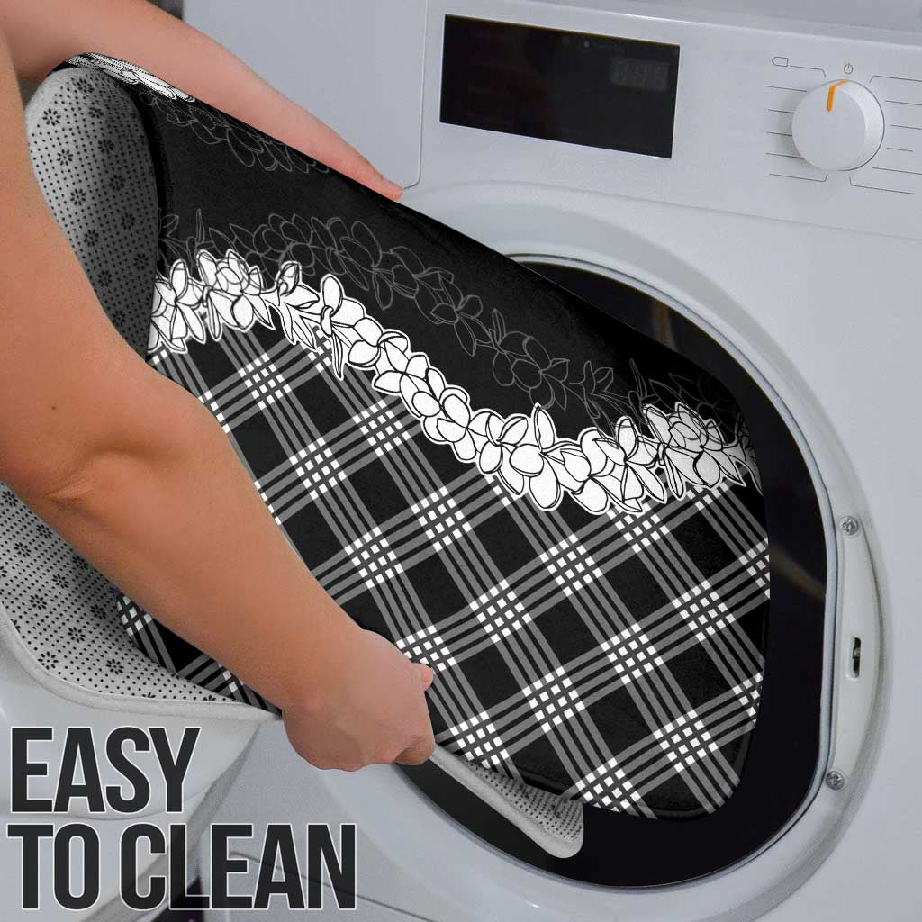 Hawaii Aloha Plumeria Lei Black Palaka Bathroom Set - Polynesian Pride