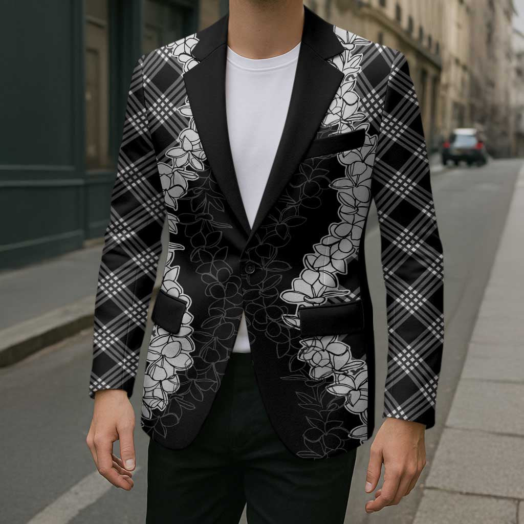 Hawaii Aloha Plumeria Lei Black Palaka Blazer - Polynesian Pride