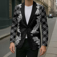 Hawaii Aloha Plumeria Lei Black Palaka Blazer - Polynesian Pride